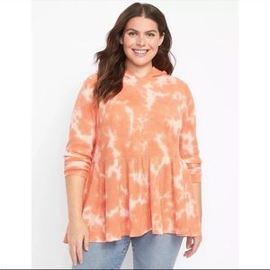NWT Lane Bryant sz 18/20 Orange and White Tye Dye Babydoll Top!!